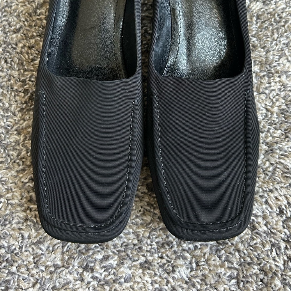 Franco Sarto Black Nylon Square Toe Chunky 2” Heels size 8.5 - Picture 10 of 10